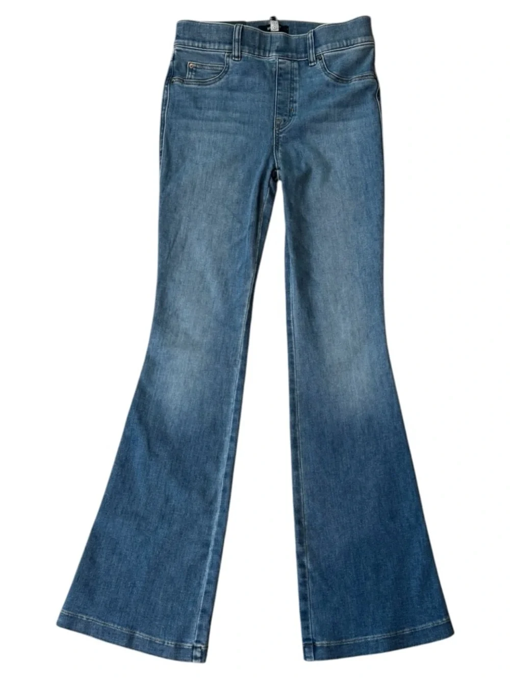 Spanx Stonewashed Blue Pull-On Sculpting Flare Denim Jeans Size S NWT - Picture 1 of 7